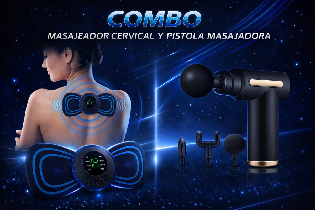 Combo Recuperación Muscular Pro – Pistola Masajeadora + Parche EMS - en uso