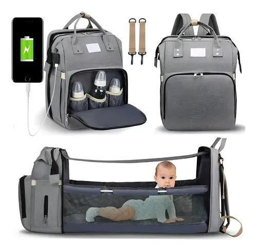 Mochila Pañalera 3 en 1 con Cambiador y Cuna Portátil foto 16