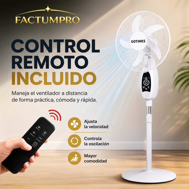 Ventilador Solar Recargable 16” con Panel, Control y Lámpara LED foto 6