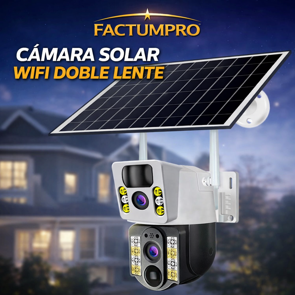 Cámara Solar de Doble Lente – Vigilancia 24/7 Sin Cables - Kit completo