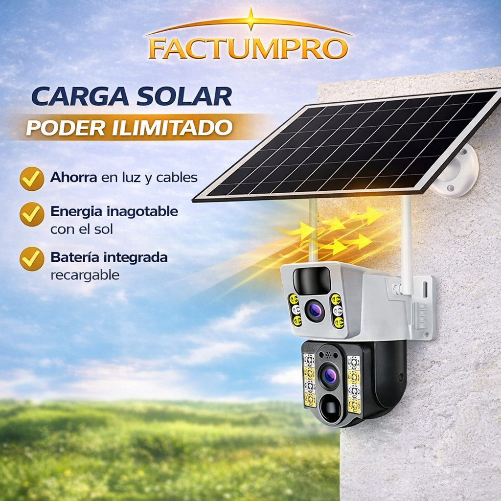 CÁMARA SOLAR DOBLE LENTE – VIGILANCIA 24/7 SIN CABLES