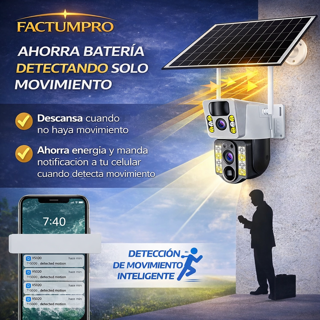 CÁMARA SOLAR DOBLE LENTE – VIGILANCIA 24/7 SIN CABLES