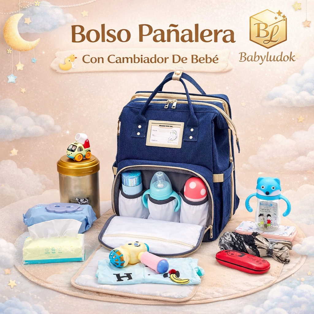 Mochila Pañalera 3 en 1 con Cambiador y Cuna Portátil - 2