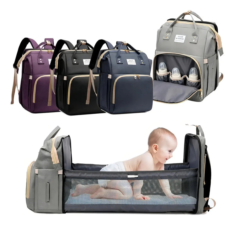 Mochila Pañalera 3 en 1 con Cambiador y Cuna Portátil foto 3