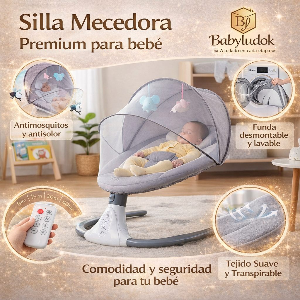 Silla Mecedora Musical Premium para Bebé