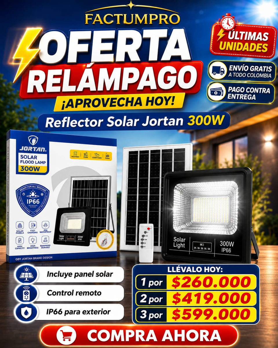 Reflector Solar Jortan 300W – Luz Potente IP66 para Exterior - 3