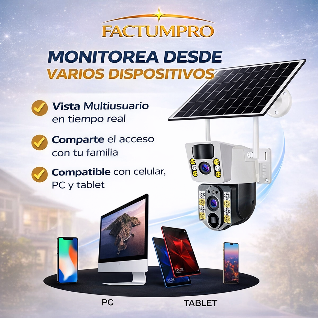 Cámara Solar de Doble Lente – Vigilancia 24/7 Sin Cables - en uso