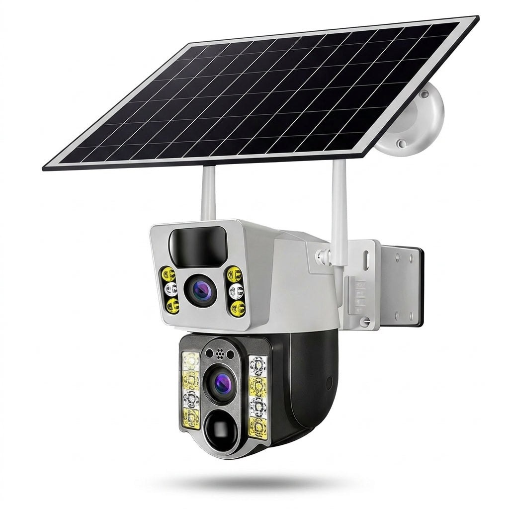 Cámara Solar de Doble Lente – Vigilancia 24/7 Sin Cables