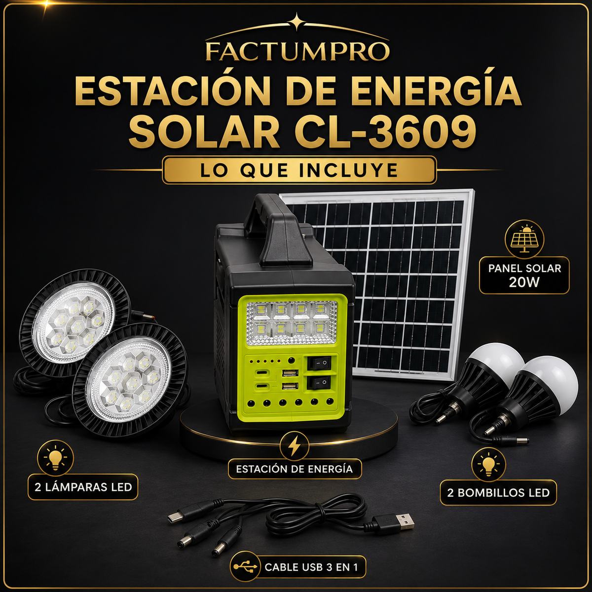 Estación de Energía Solar Multifuncional CcLamp CL-3609 - 5