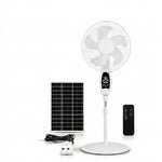 Ventilador Solar Recargable 16” con Panel, Control y Lámpara LED miniatura 1