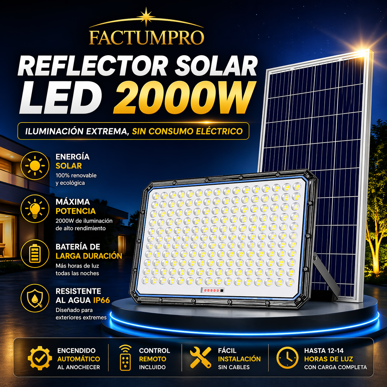 REFLECTOR SOLAR JORTAN – ILUMINACIÓN POTENTE SIN CABLES