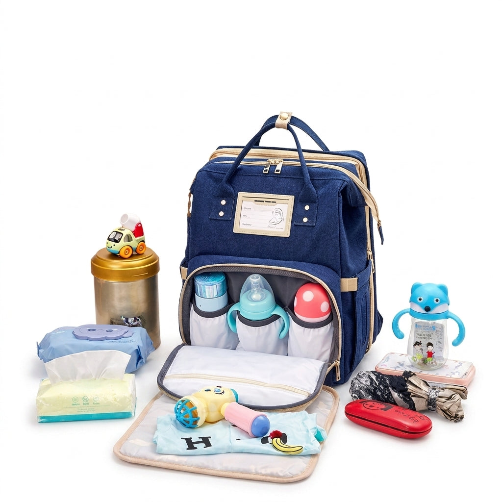 Mochila Pañalera 3 en 1 con Cambiador y Cuna Portátil - 1