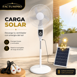 Ventilador Solar Recargable 16” con Panel, Control y Lámpara LED miniatura 7
