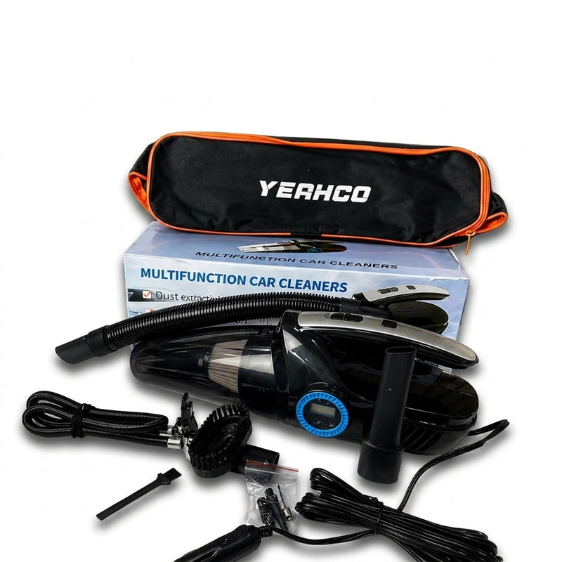 Kit 4 en 1 para Carro – Aspiradora + Compresor + Medidor + Luz LED foto 1