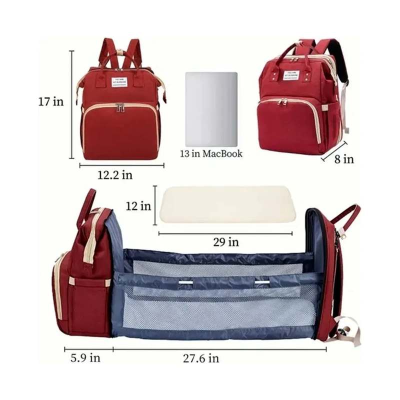 Mochila Pañalera 3 en 1 con Cambiador y Cuna Portátil foto 8