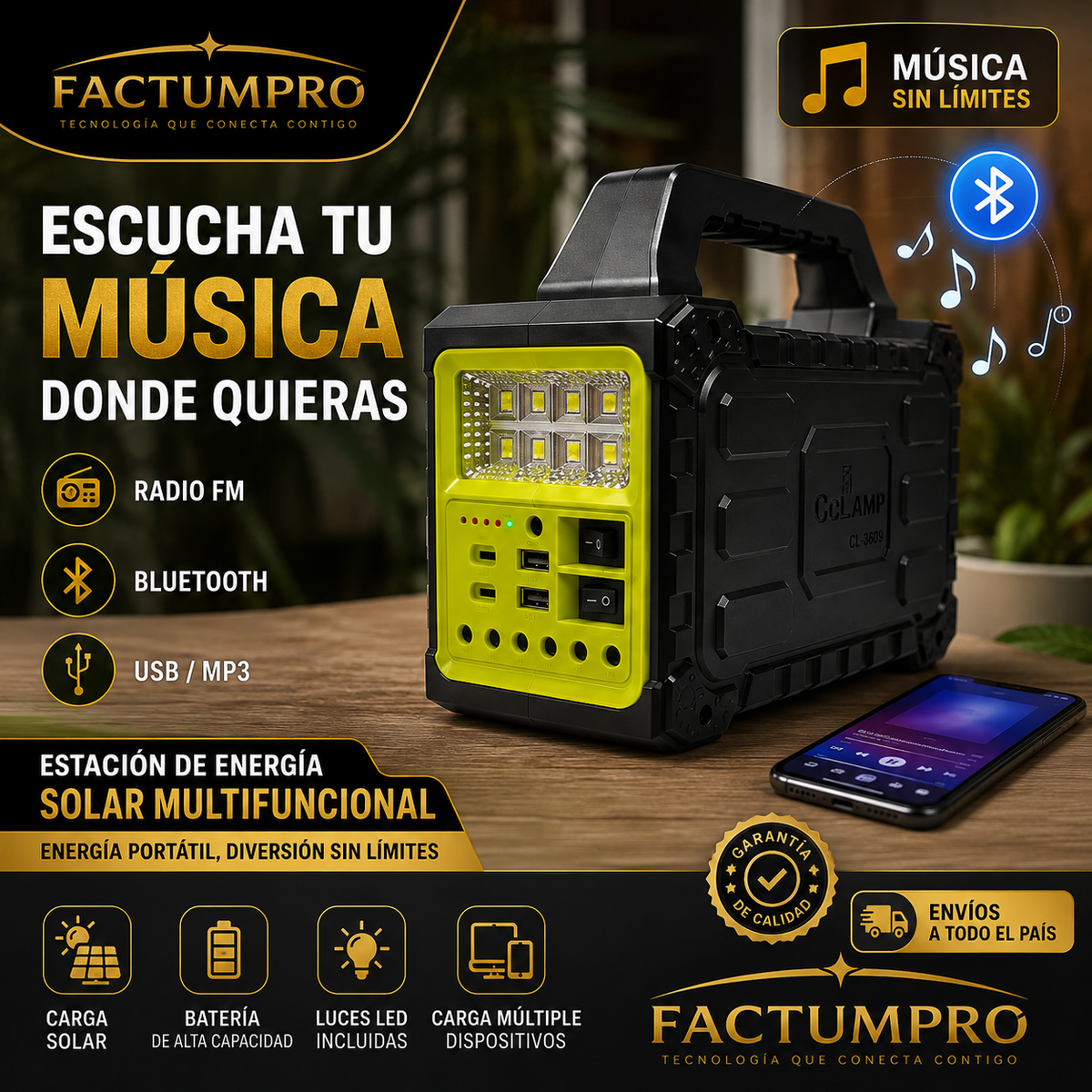Estación de Energía Solar Multifuncional CcLamp CL-3609 - 7